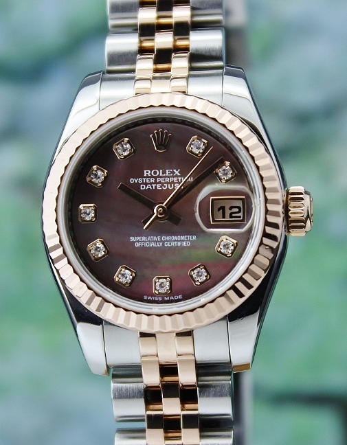 (image for) LIKE NEW ROLEX LADY SIZE PINK GOLD OYSTER PERPETUAL DATEJUST- 179171